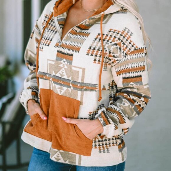 Tribal Print Hoodie Pullover Jacket Size XL - Picture 11 of 11